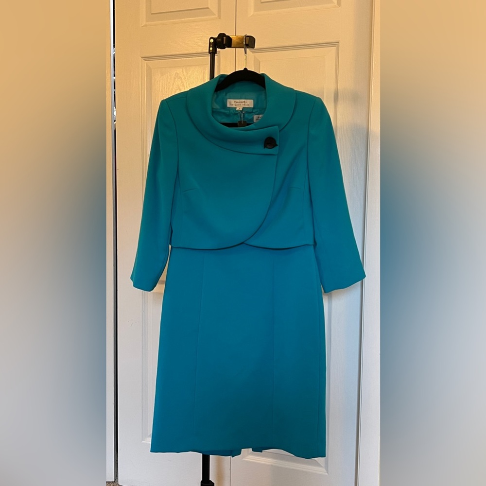 Teal 2-piece dress and blazer set by TAHARI - ARTHUR S. LEVINE - size 8